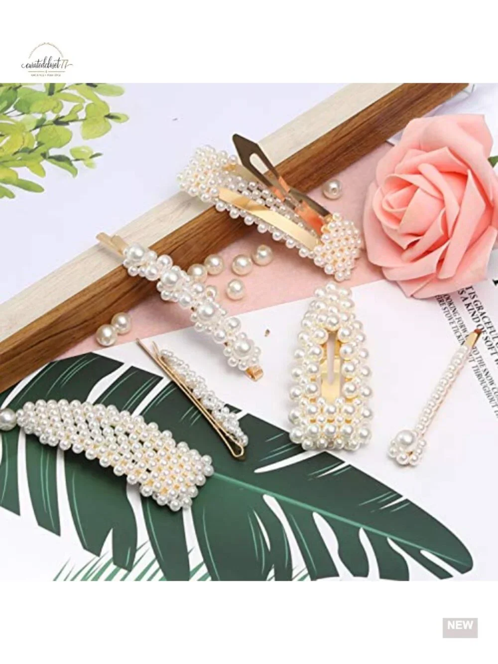 18 Pcs Pearl Hair Clips Large Barrette Fashion Clips for Women
